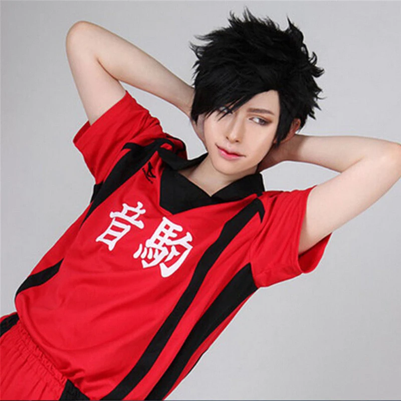 Volleyball Tetsurou Kuroo Tetsuro Short Black Synthetic Hair Styled Heat Resistant Cosplay Anime Wig