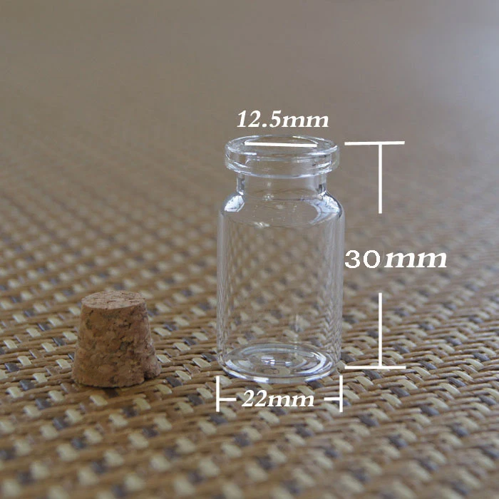 

wholesale 500pcs/lot (22*30*12.5mm) 5ml small Glass Bottles vial with high quality small bottles with corks