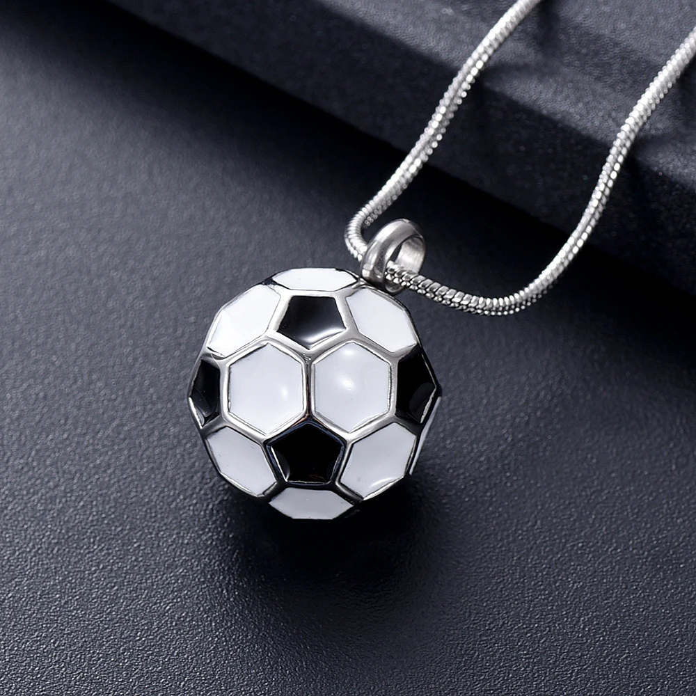 IJD10749 Stainless Steel Soccer Ball Cremation Charm Urn Pendant Hold Human Ashes,World Cup commemorative jewelry