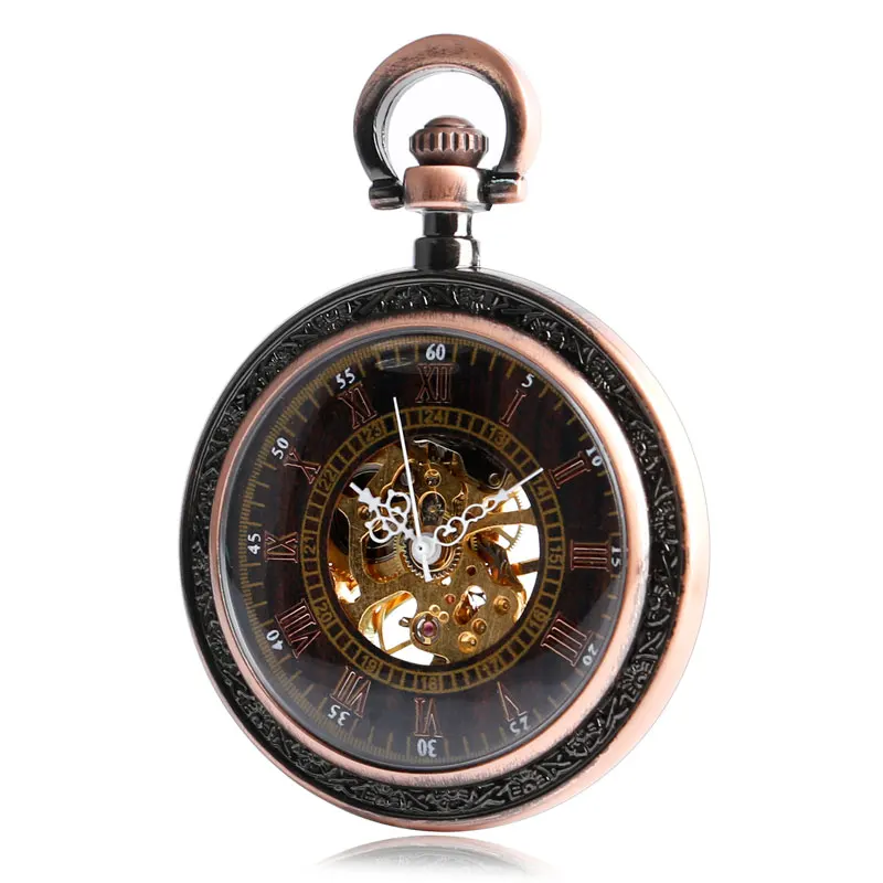 Classical Exquisite Copper Mechanical Hand Wind Pocket Watch Men Antique Fob Clock Relogio De Bolso Women Ladies Gift