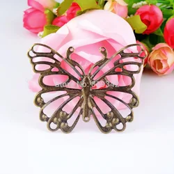 Retail 5Pcs Antique Bronze Filigree Butterfly Wraps Metal Crafts Gift Decoration DIY Findings Connectors 6.6x5cm