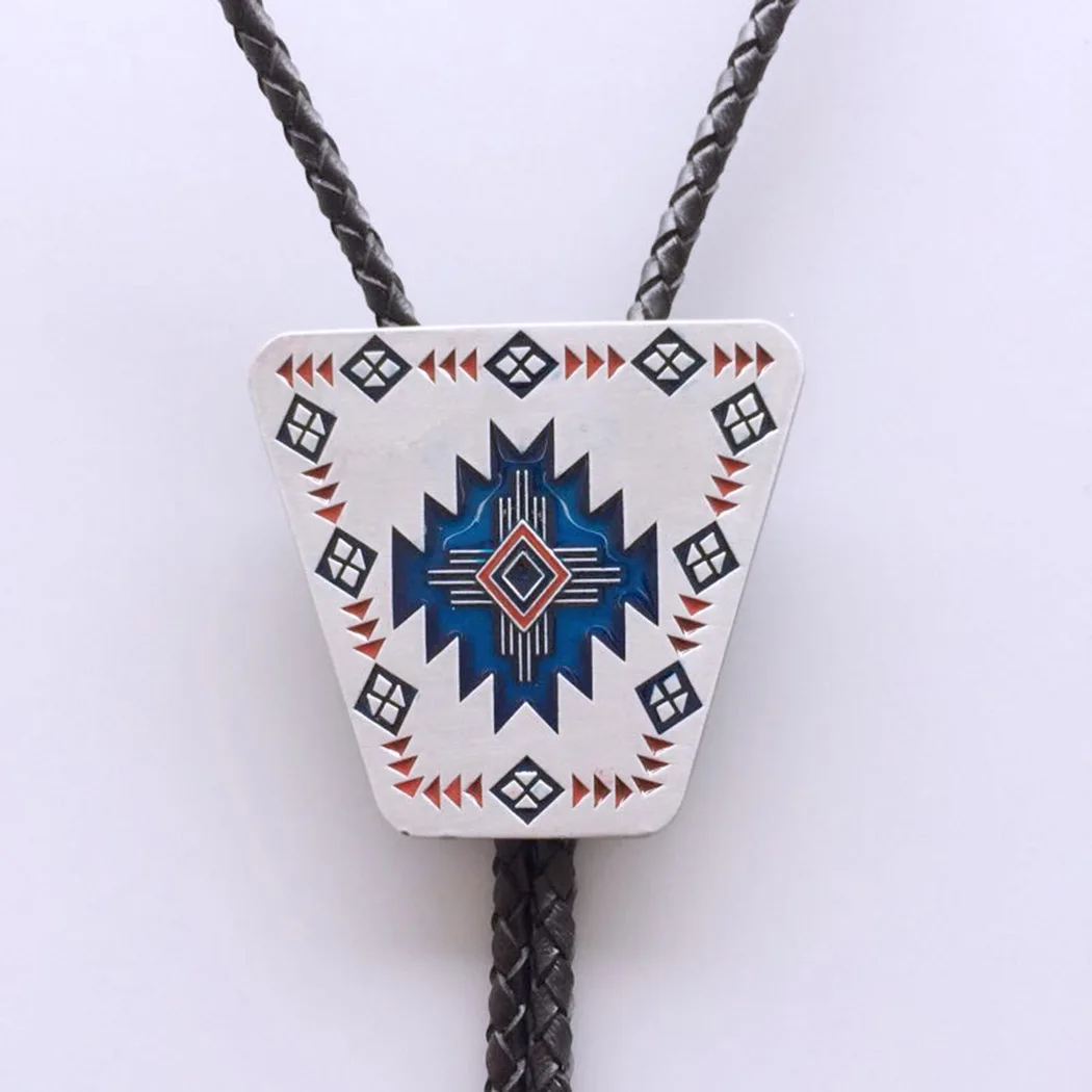 

American Southwest Pattern Western Wedding Bolo Tie Neck Tie Leather Necklace also Stock in US