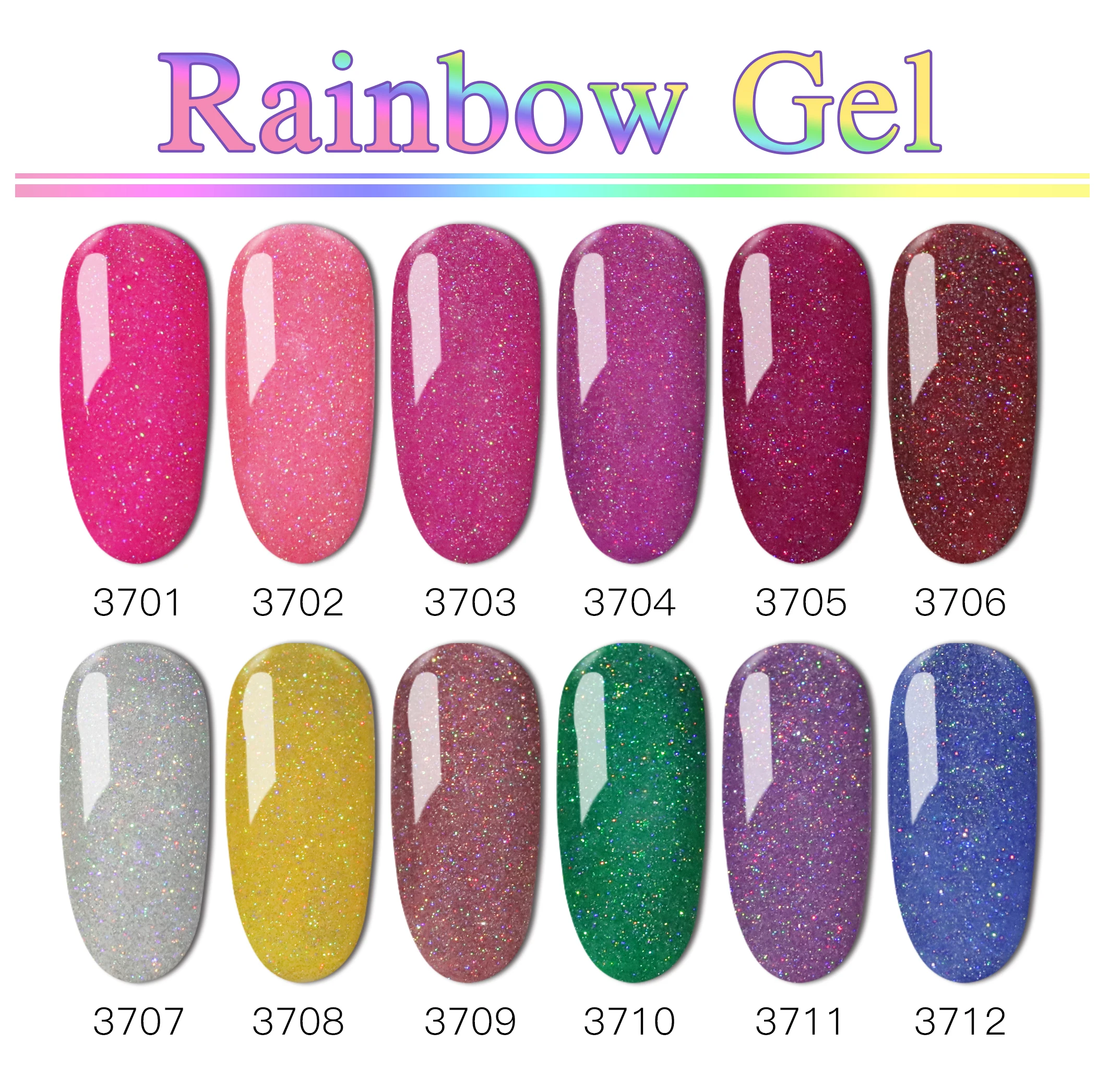 

1Pc IDO Rainbow Color Series Gel Polish Soak Off LED UV Lamp Long-standing Glitter Shing Art Nails Glue