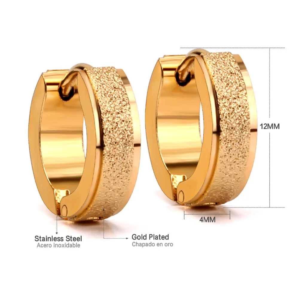 LUXUSTEEL Vintage Jewelry Golden Color Hoop Earrings 2022 Brinco Ear Accessories Stainless Steel Scrub Aretes Mujer