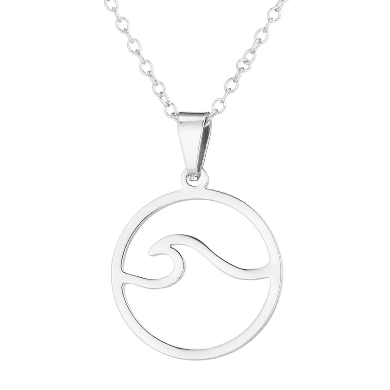 Chic Ocean Wave Pendant Vintage Jewelry Set Accessories for Women Charm Beach Inspired Necklace Stud Earrings