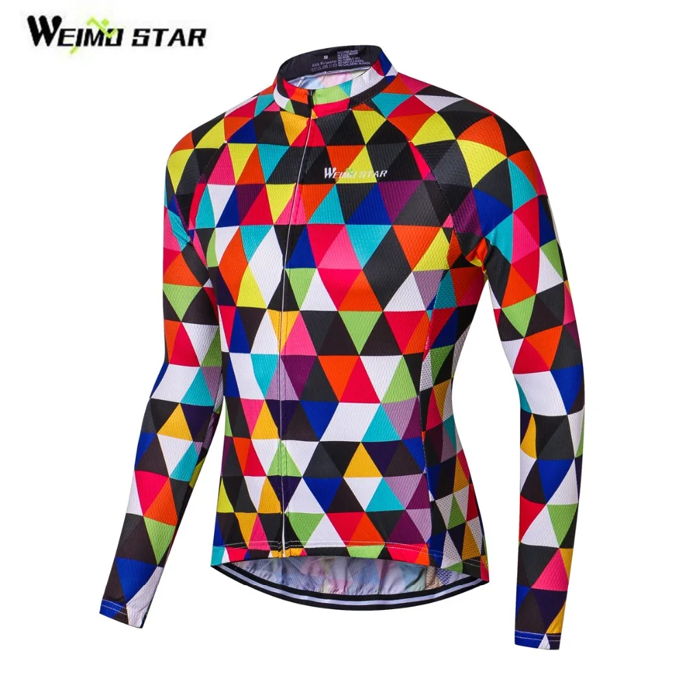 2023 Cycling Jersey Long Sleeve Bike Bicycle MTB Clothing Shirts Wear Bike Long Maillots Clothes Colorful Diamond S-4XL