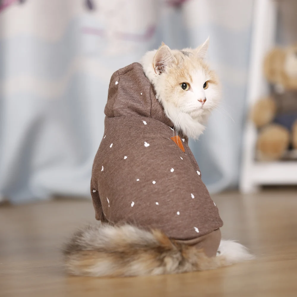 Hoopet roupas para gatos jaqueta para cães fantasia buldogue francês suéter para gato roupa com capuz manchado