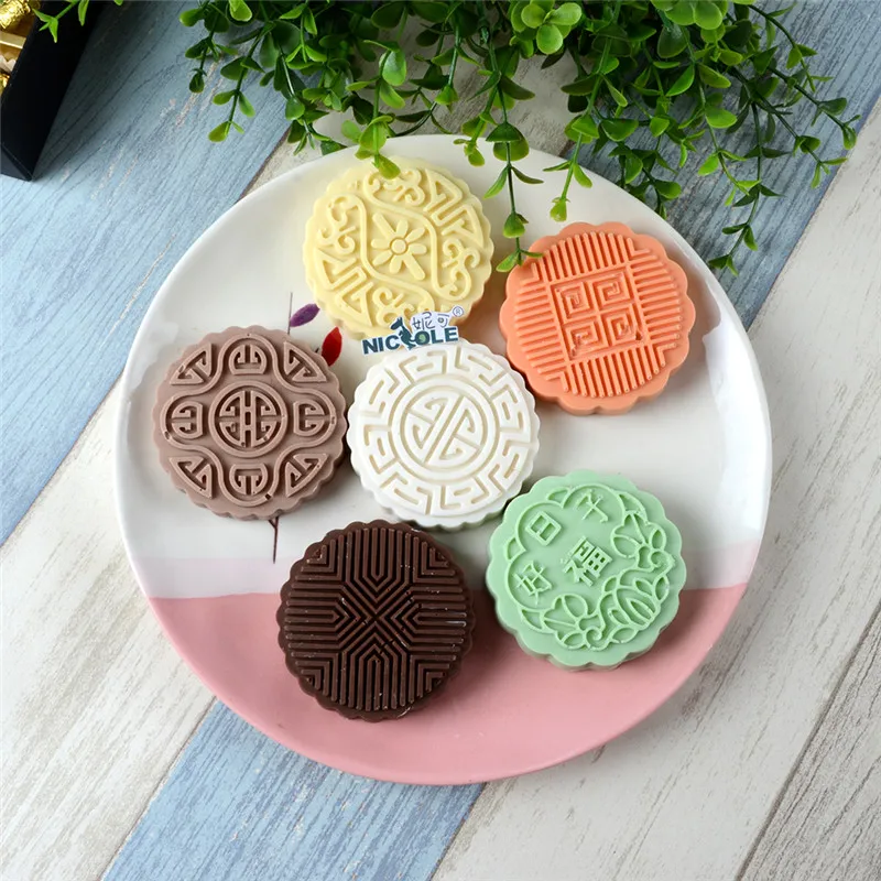 6 Holes Silicone Soap Mold Round Moon Cake Chocolate Candy Making Mould