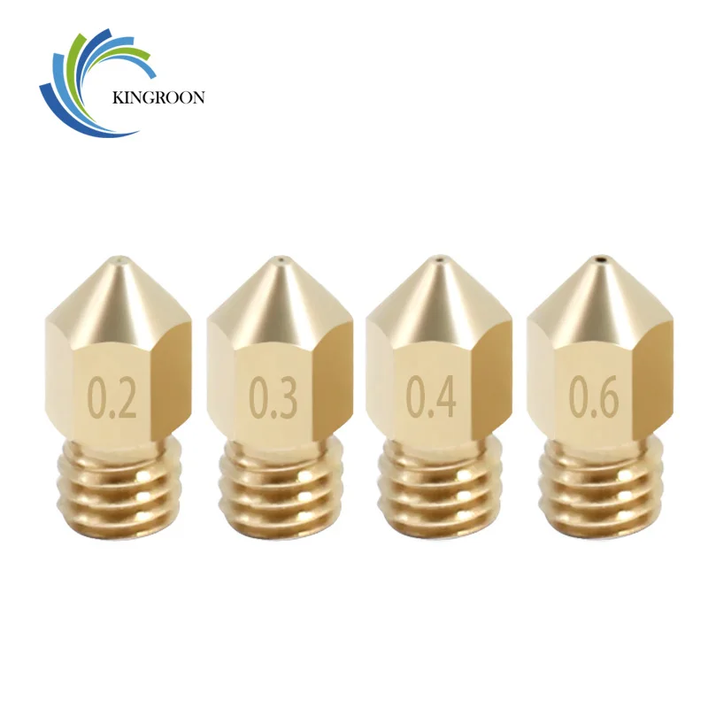 KINGROON 5PCS MK8 Copper Nozzles For 3D Printer Parts 0.2 0.3 0.4 0.5 0.6 0.8 1.0mm J-head Extrusion Nozzle For 1.75mm Filament