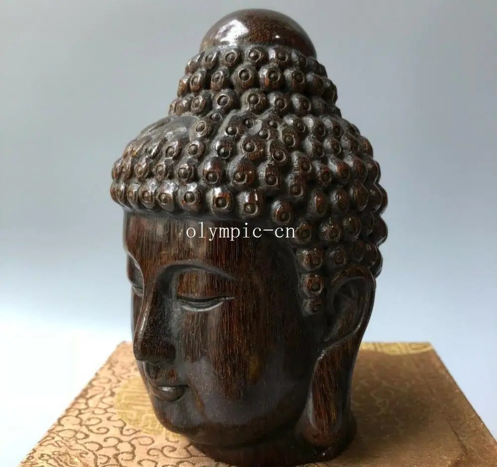 Old collection ox horn handcraft tathagata Sakyamuni buddha head statue