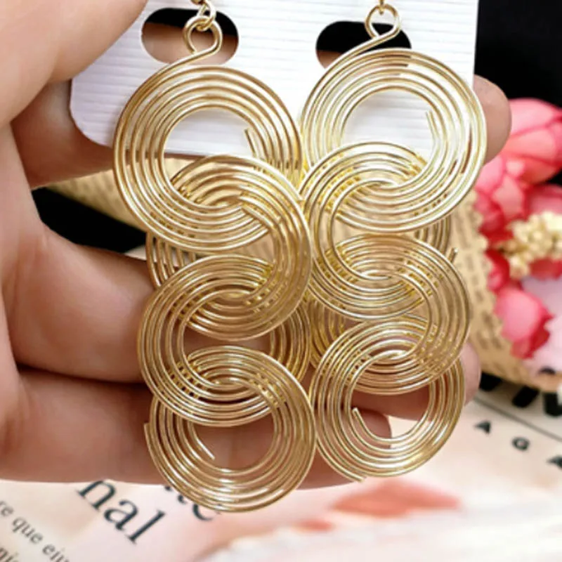 Spiral Long Clip Earrings Non Piercing For Women Girls Gold Silver Color Female Hanging Earring Fashion Ear Jewelry Brinco