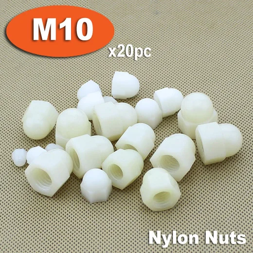 20pcs DIN1587 M10 White Plastic Nylon Hex Hexagon ACORN Domed Cap Nuts