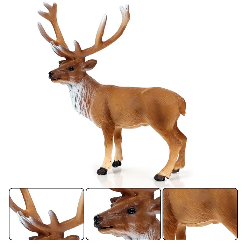 Oenux Wald Hirsch Tiere Simulation Wild White-Tailed Elch Action-figuren Elch Figuren Modell Dekoration Spielzeug Kinder Weihnachten Geschenk – Detail 11