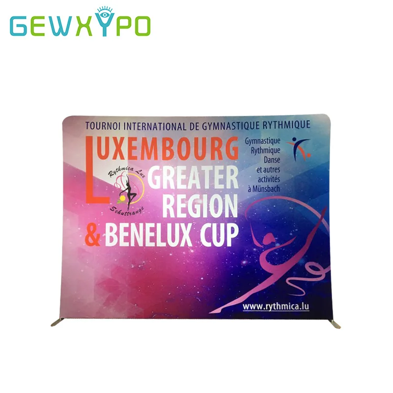 Trade Show Booth 400cm or 500cm Wide Portable Tension Fabric Advertising Banner Display Backwall With Your Own Graphic Printing