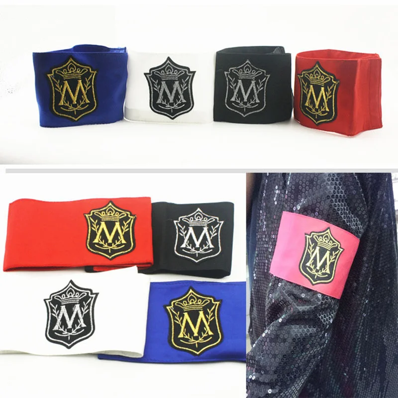 

Michael Jackson Classic M Letter Arm Warmers Stitchwork MagicTape Red Black Punk Printing Arm-band