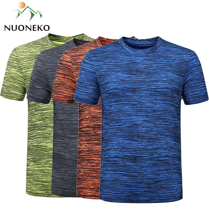 Men\'s Summer Quick Dry Gyms Fitness T-shirts Elastic Outdoor Hiking Climbing Fishing Running Short T Shirt Plus Size 8XL DX01