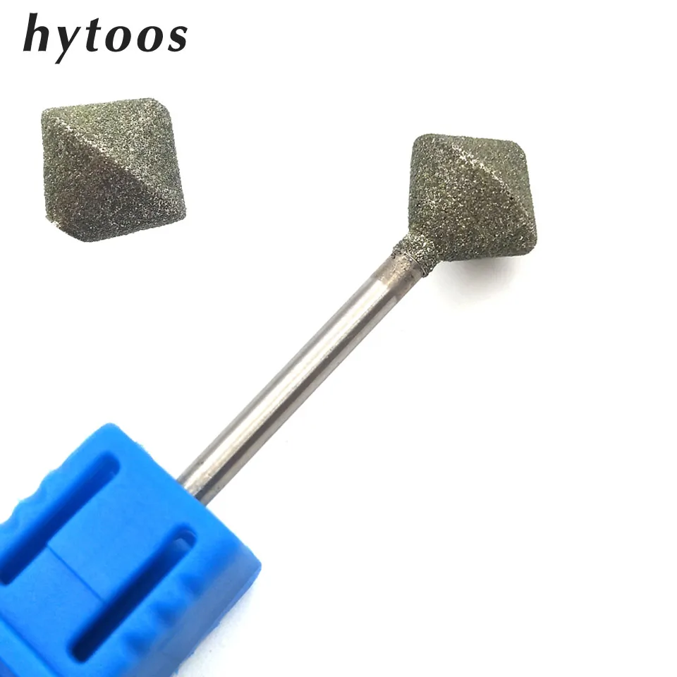 HYTOOS 10mm Rhombus Diamond Nail Drill Bit 3/32" Rotary Burr Manicure Cutters Electric Drill Accessories Nail Mills Tools-D-7