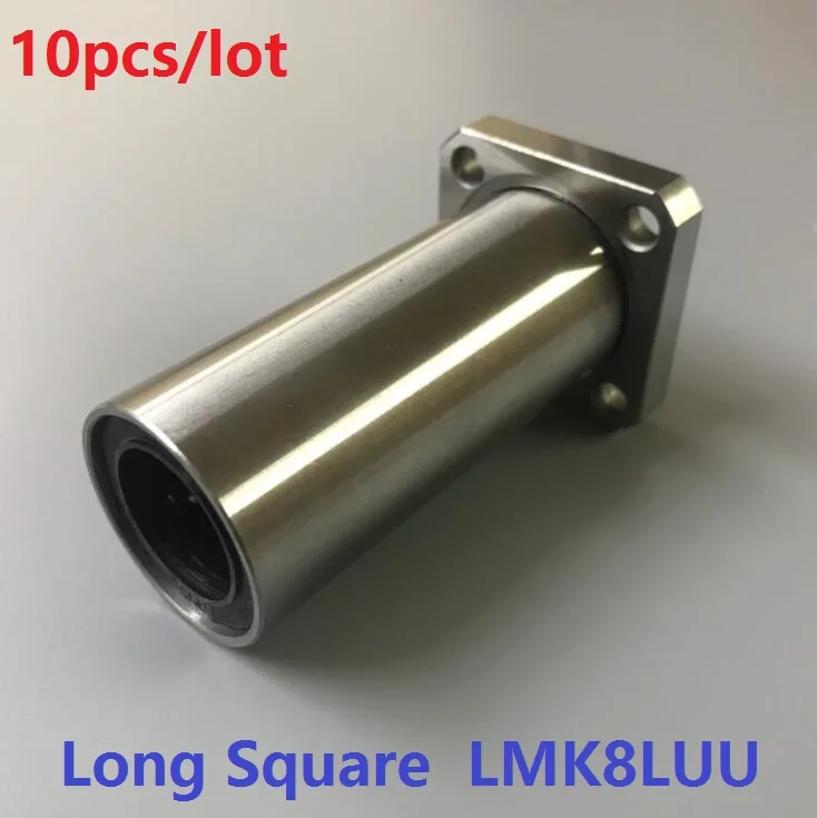 10pcs/lot LMK8LUU 8mm 8*15*45mm long type square Flange linear ball bearings bushing for CNC 3d printer 8x15x45mm