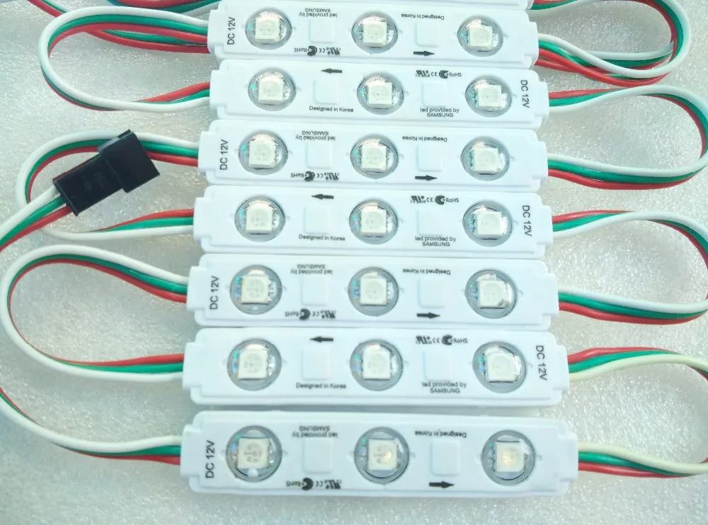 Imagem -03 - Módulo Conduzido 12v 3led Smd5050 Impermeável Rgb 20 Pcs Ws2811 2811 ic Ws2811