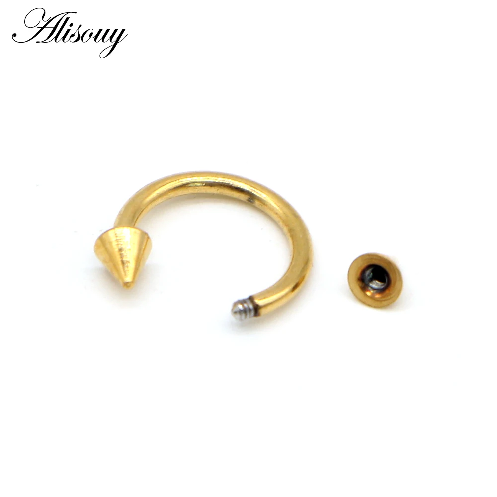 Alisouy 1PCS Hot New Stainless Steel Nostril Nose Ring Circular Piercing Ball Horseshoe Rings Sharp Round Shape Ring Earring