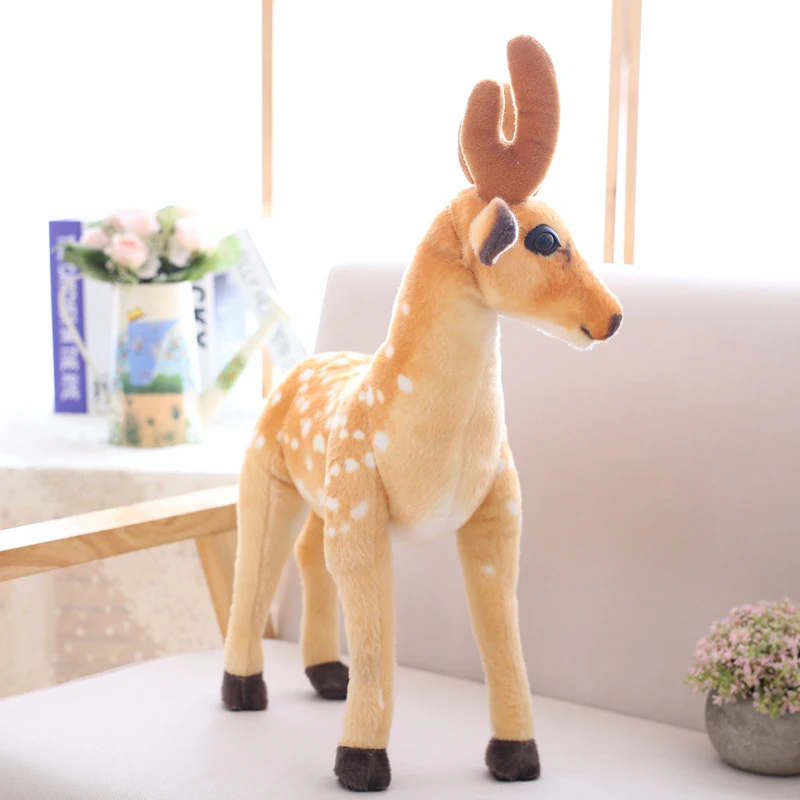 50/60/75/90cm Stuffed Plush Animal Deer Toy Kids Doll Teaching Prop Toy Children\'s Birthday Gift Simulation Sika Deer Plush Toy