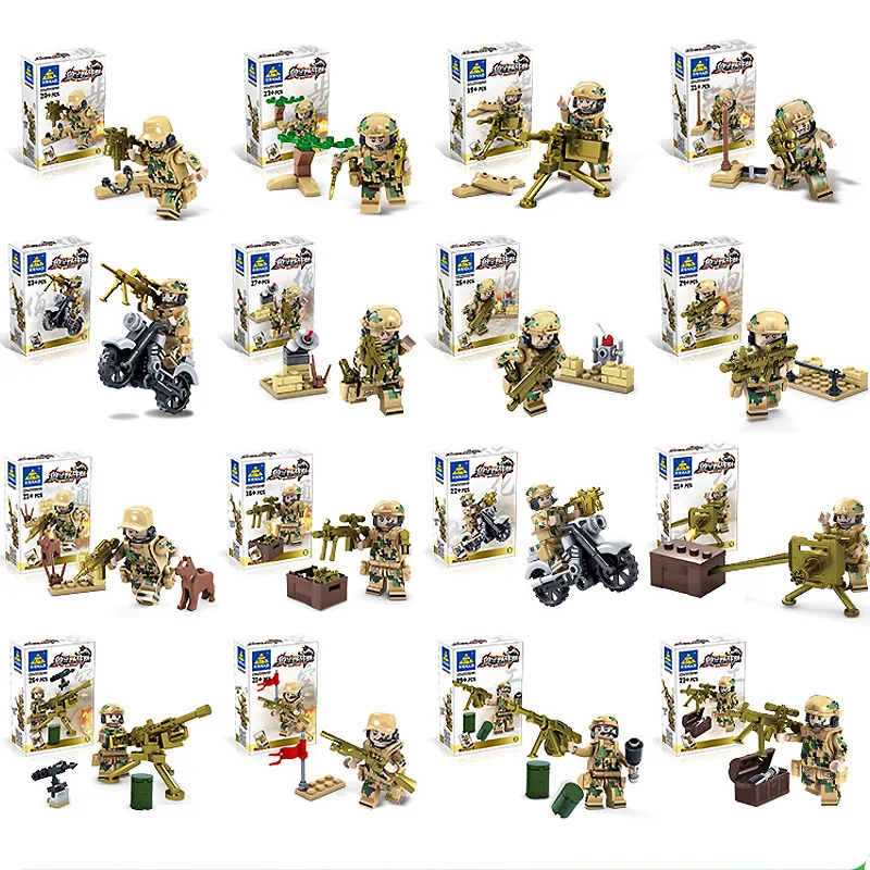 Camouflage Mini Toy Gun Armed Special Forces Building Block Soldier Weapon Base Military Mini War Education Gift for Boy Kids