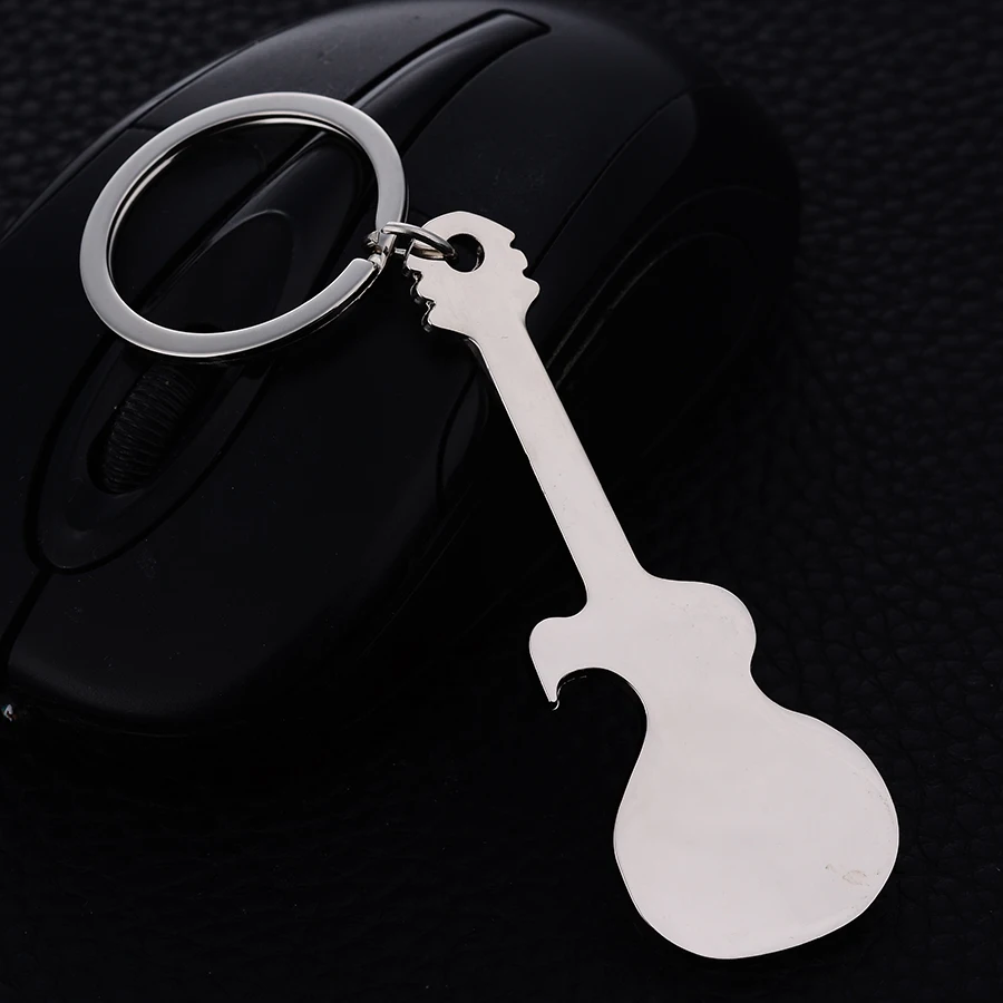 Creative Casual Metal Personality Music Guitar Keychains Alloy Charm Opener Keyring Novelty Car Key Holder Souvenir Gift J039