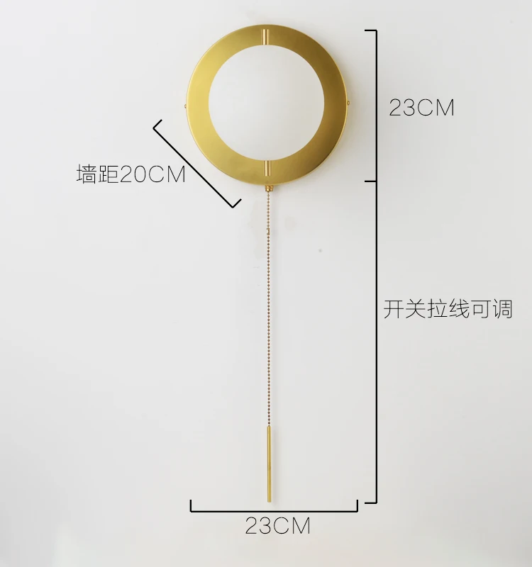 Signalleuchte, minimalistische Wandleuchte, Gold, Kunststil, Designer, Schlafzimmer, Esszimmer, Nachttisch, Flur, Reißverschlussschalter, Glaskugel-Wandleuchte – Detail 8