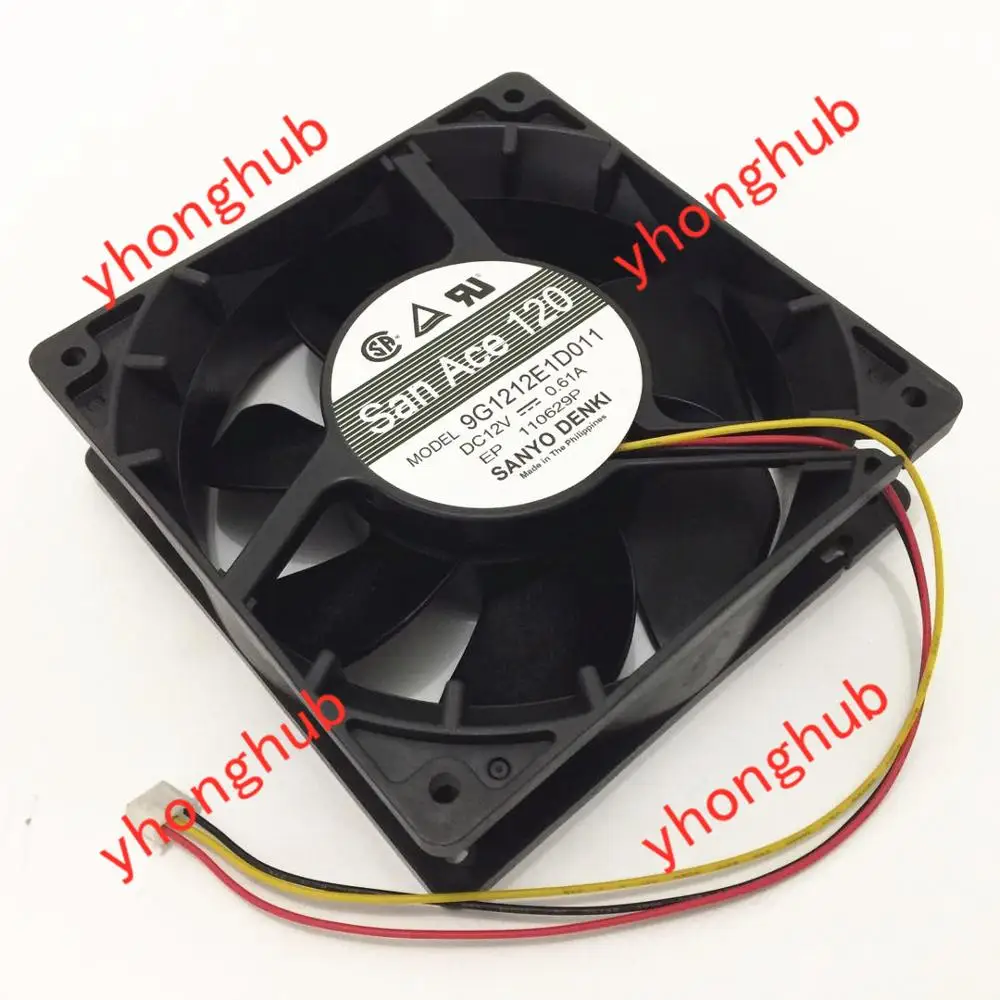 

Sanyo Denki 9G1212E1D011 DC 12V 0.61A 120x120x38mm 3-wire Server Cooling Fan