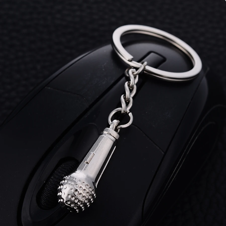 Charm Zinc Alloy Microphone Style Key Chain Ring Holder Creative Casual Car Keychain Porte clef Bag Keyfobs Jewelry Gift J037