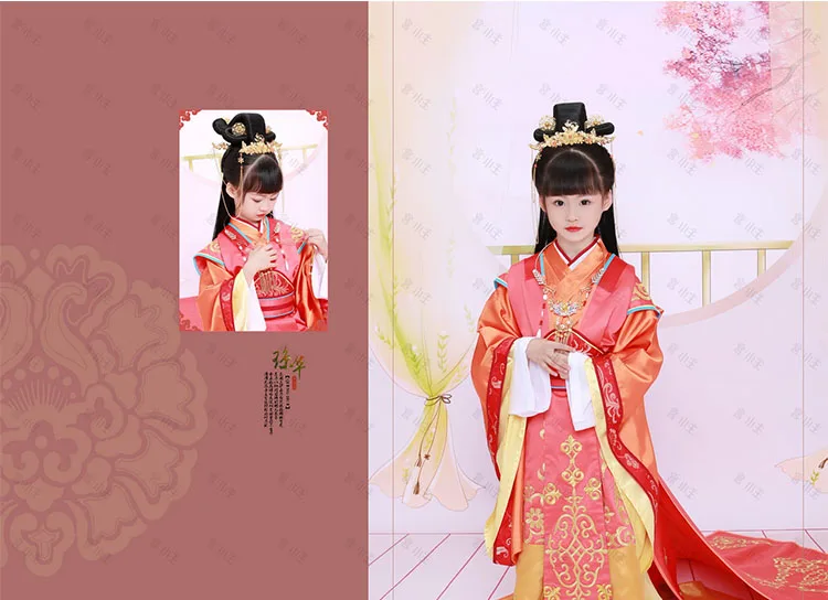 Qiong Hua Princess Red Dance Costume Little Girl Kid's Costume for Children's Day or Photography Stage Performance Hanfu