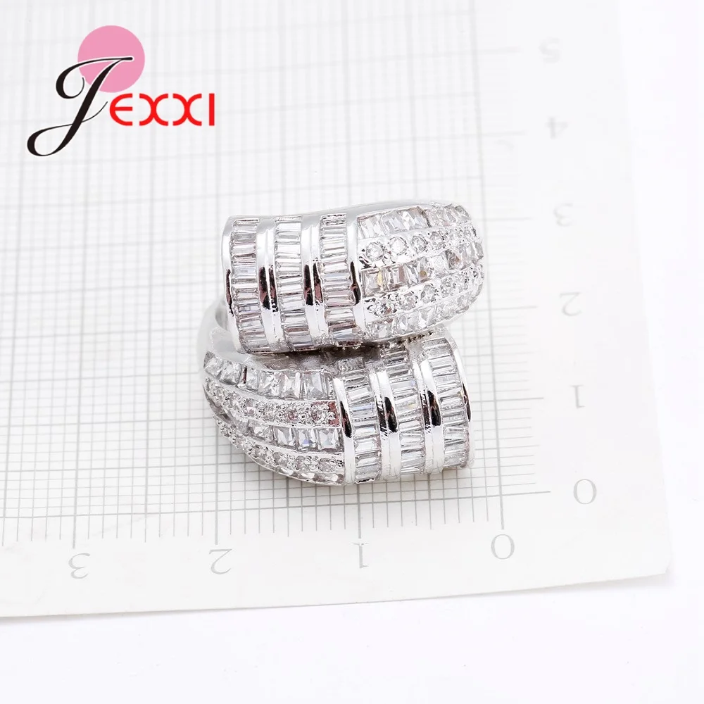  Hot 925 Sterling Silver Ring White CZ Cubic Zircon Jewelry Wedding Ring Attractive Party Engagement Female Women