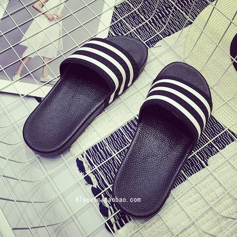 Mazefeng Classic Style Unisex Outdoor Slippers Men Casual Slippers Summer Men Slippers Lovers Three Stripe Sandals Fashion