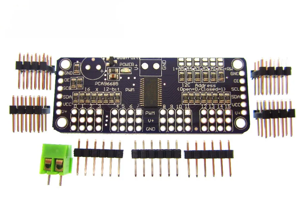 

10 шт./лот 16 каналов 12-битный PWM/сервопривод Driver-I2C интерфейс PCA9685 для Raspberry pi защитный модуль сервопривод