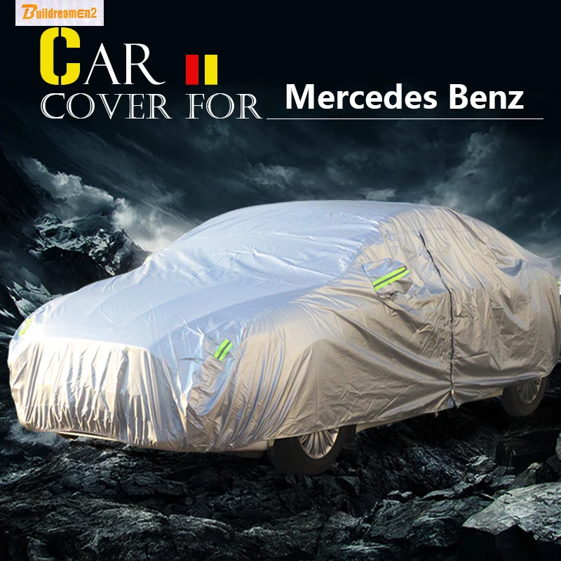 

Buildreamen2 Full Car Cover Outdoor Anti-UV Sun Rain Snow Protection Cover Waterproof For Mercedes Benz S450 S500 S600 S420 S550