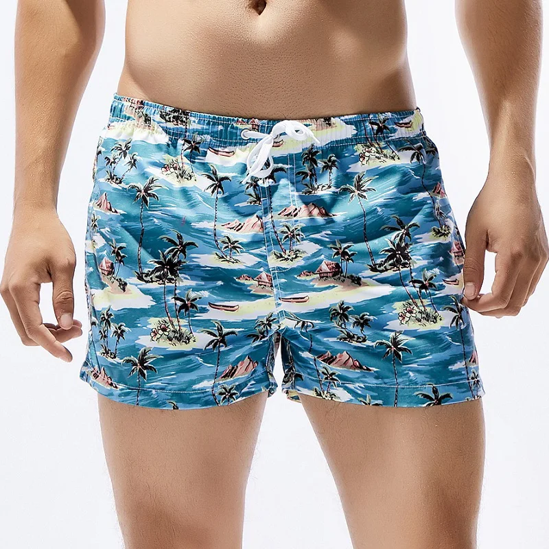 Calça casual para praia de verão masculina, shorts estampados, secagem rápida, roupa nova