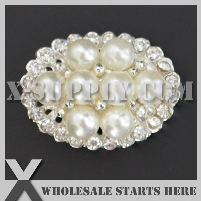 

DHL Free Shipping Oval Metal Ivory Pearl Rhinestone Embellishments Button with Shank for Wedding Invitation,Brooch Bouquet