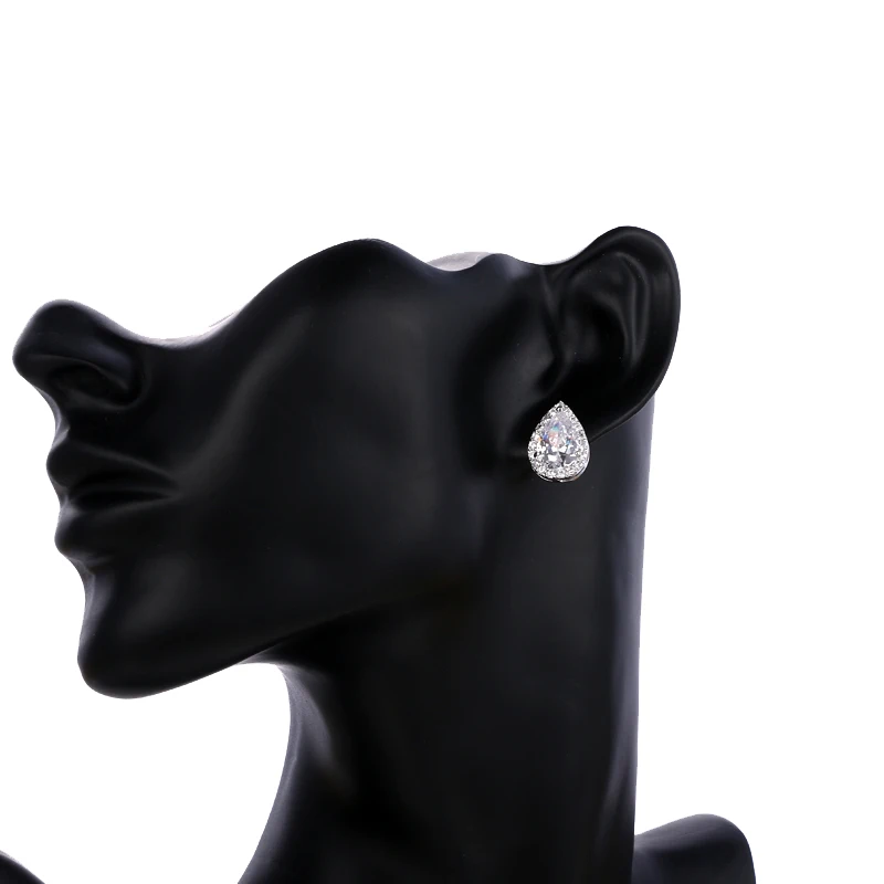 Emmaya Champagne and White Water Drop Cubic Zircon Stud Earrings Fashion Crystal Bridal Wedding Jewelry for Women Gift