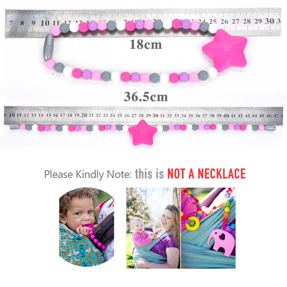 Silicone Teether Star Baby Pacifier Clips Safety Teething Baby Carrier Chain Silicone Beads Toys Not Necklace BPA Free