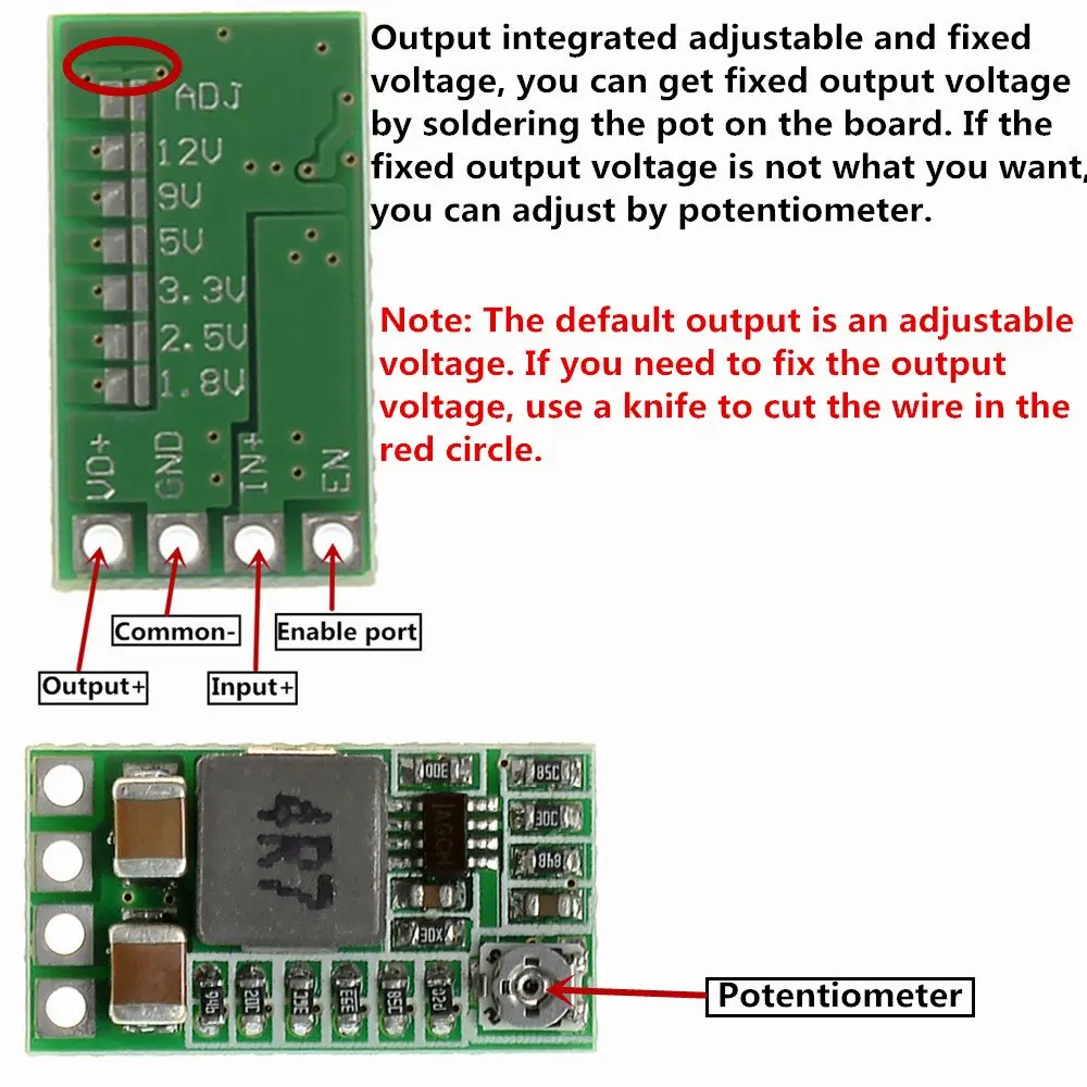 Bardzo mały Mini DC-DC Step Down moduł zasilania 3A przetwornica regulowany 1.8 V 2.5 V 3.3 V 5 V 9 V 12 V dla Arduino diy kit