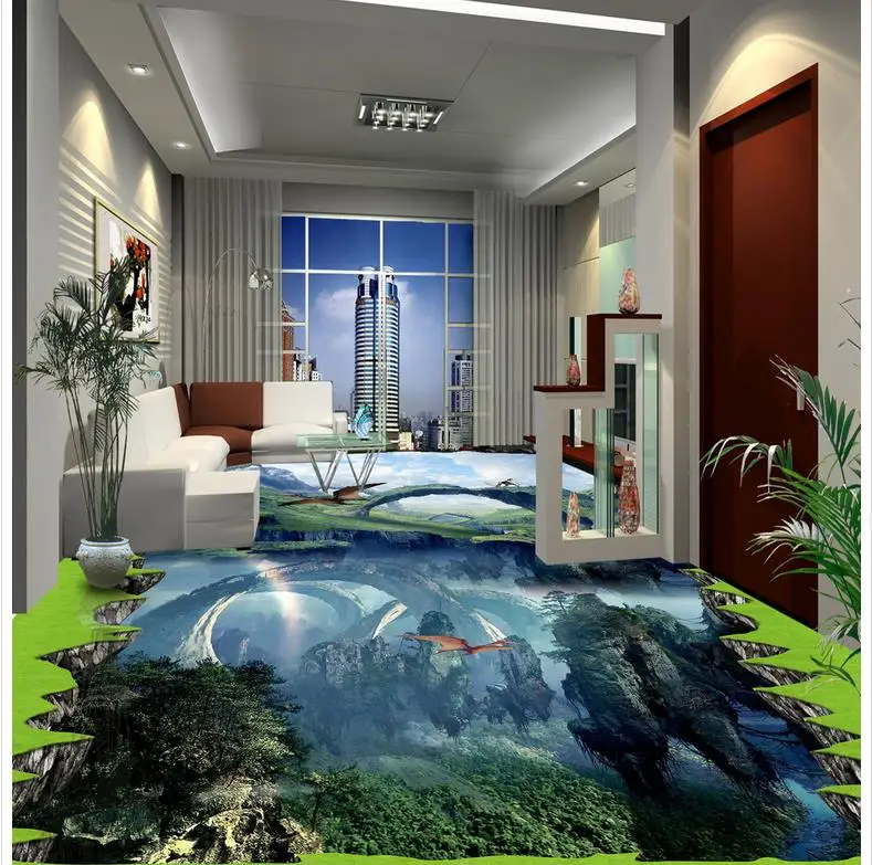 

dolphin 3D wallpaper floor for living room Custom Photo self-adhesive 3D floor PVC waterproof floor 3d floor wallpapers