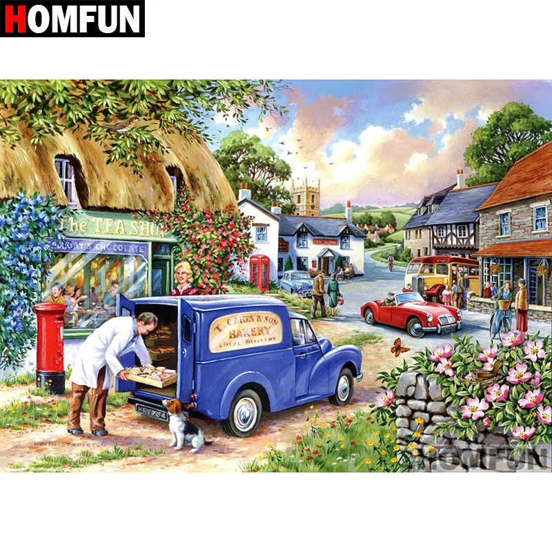 

HOMFUN Full Square/Round Drill 5D DIY Diamond Painting "Sweet Shop" Embroidery Cross Stitch 5D Home Decor Gift A07277