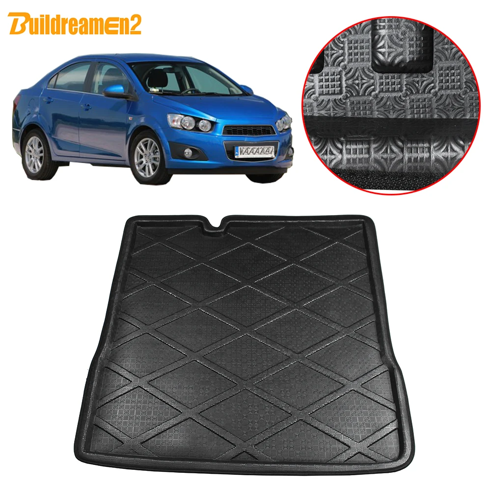 Buildreamen2 For Chevrolet Aveo T300 Sedan Car Accessories Tray Boot Liner Rear Trunk Mat Cargo Floor Carpet Mud Pad 2011-2015