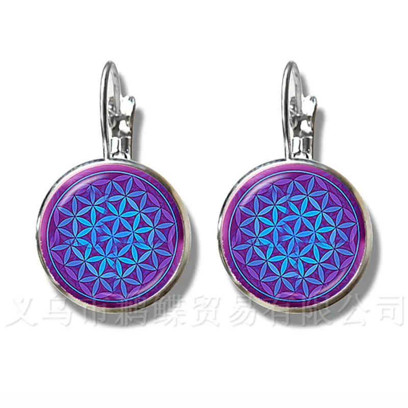 2018 New OM Yoga Stud Earrings Classic Chakra Mandala Glass Jewels Sacred Geometric Blue Flower Gift For Friends Brithday Gift