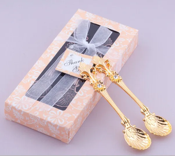 free shipping Fashion royal wind spoon vintage gold coffee spoon ice cream spoon wedding gifts favors