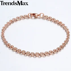 3mm Bracelet For Women Girls 585 Rose Gold Color Rolo Link Woman Bracelet 2018 Fashion Jewelry Gifts 18cm 20cm 23cm GB395