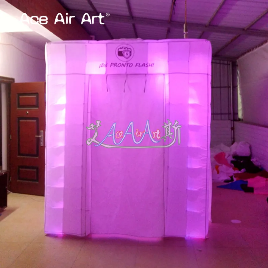 

New LED Cube Tent 2X2X2.25m Inflatable Wedding Party Photo Booth LED Flash Canopy with Logo