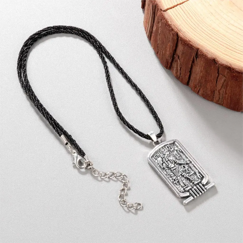 Kinitial Mens Punk Necklaces Egypt Amulet Women Square Tag Anubis Ankh Pendant Necklace Vintage Collare Religious Symbol Jewelry