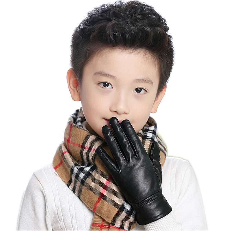 

Winter Warming Genuine Leather thick Gloves For child Heavy Type Real Leather Cute Gloves 2019 new real leather mittens