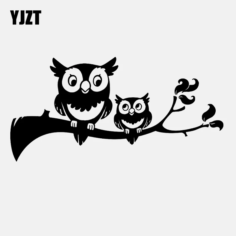 YJZT 15.7CM*7.7CM Lovely Owl Owls Tree Branch Decor Vinyl Black/Silver  Car Sticker C22-0993